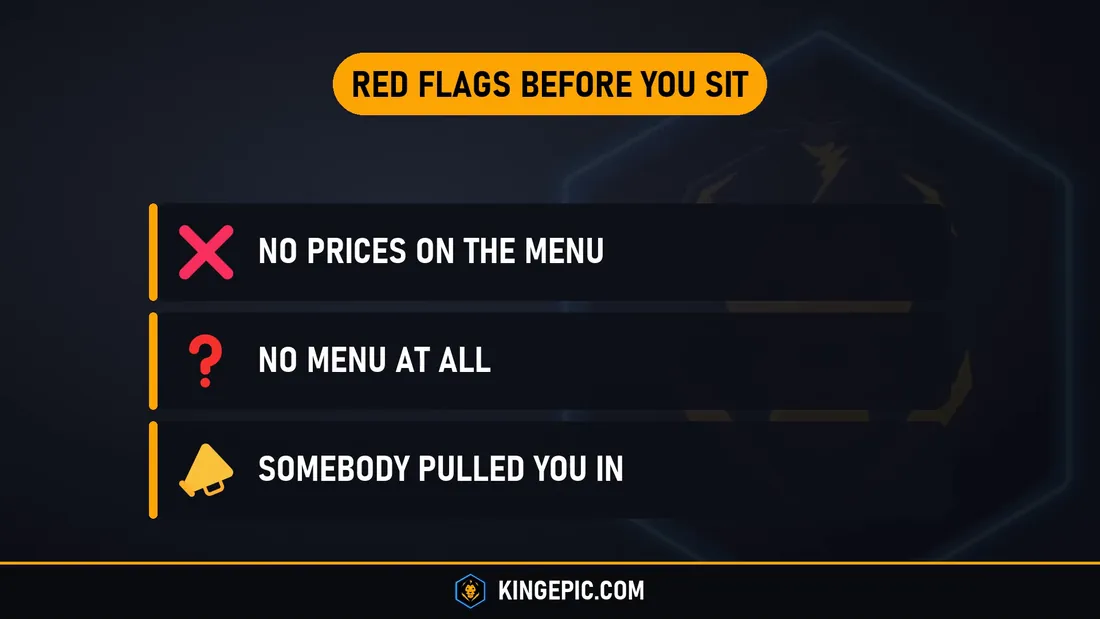Red flags before you sit down in a bar in Thailand: no prices on the menu, no menu at all, somebody pulled you in