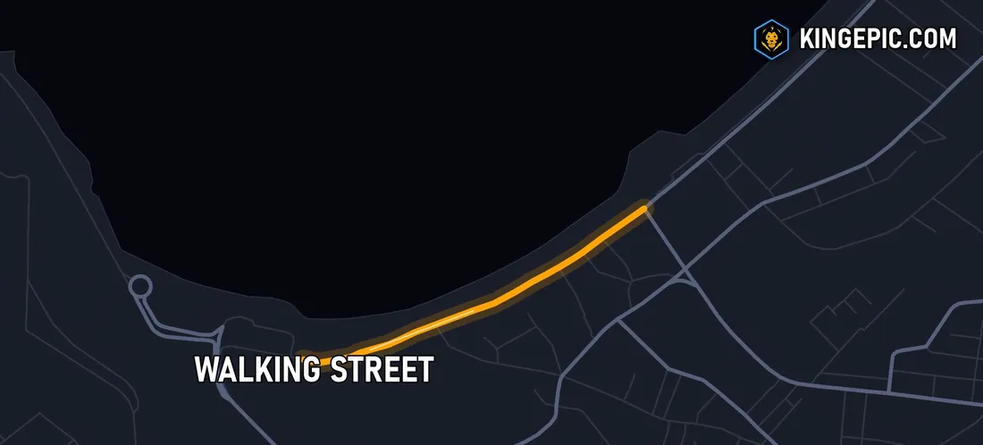 Map of Walking Street in Pattaya, the last stop of the first night