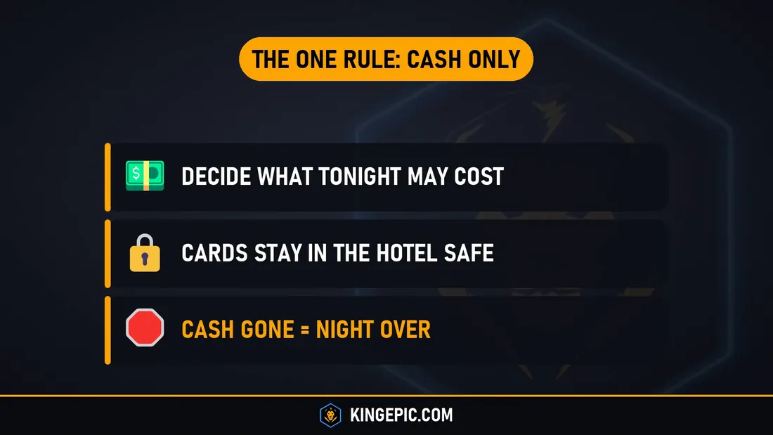 Cash only rule for Pattaya nightlife: decide what tonight may cost, cards stay in the hotel safe, cash gone means night over