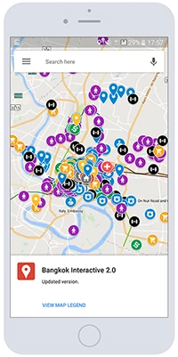 The Bangkok interactive map on a phone